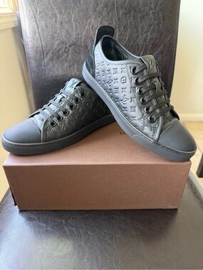 Louis Vuitton Black Monogram Leather And Suede Low Top Sneakers